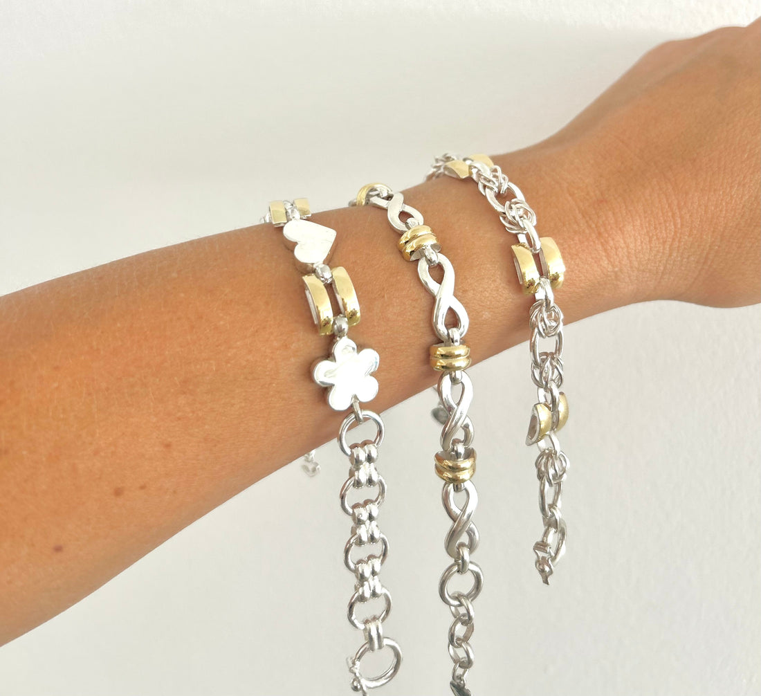 Pulseras de Plata con Oro 18K
