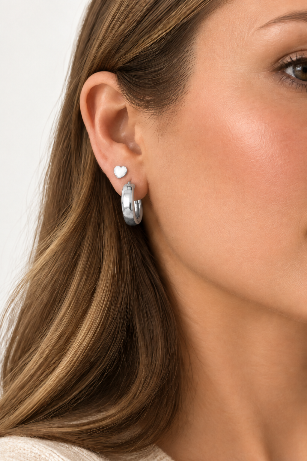 Arete Corazón Nácar