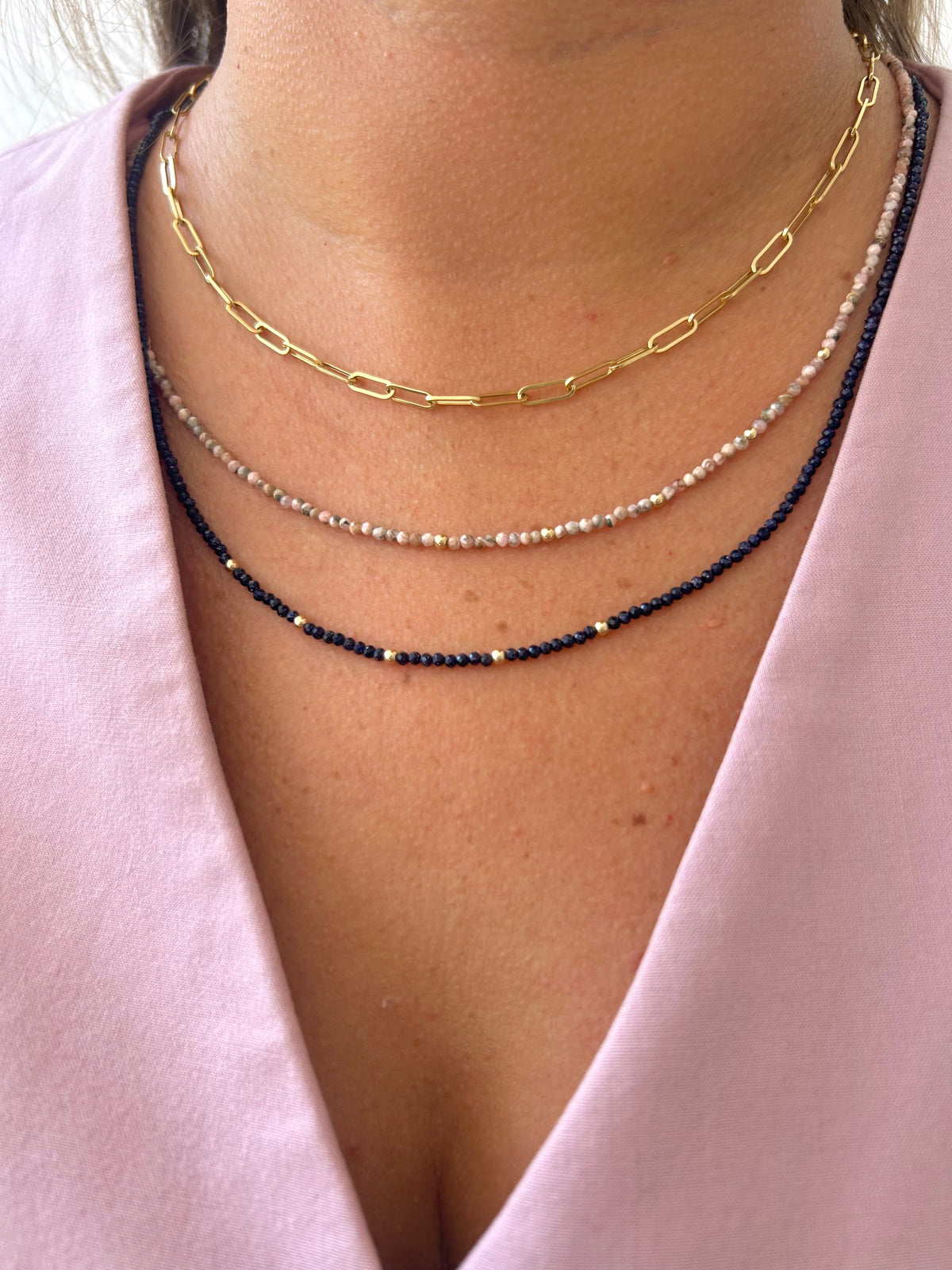 Collar Rodocrosita & Goldfilled