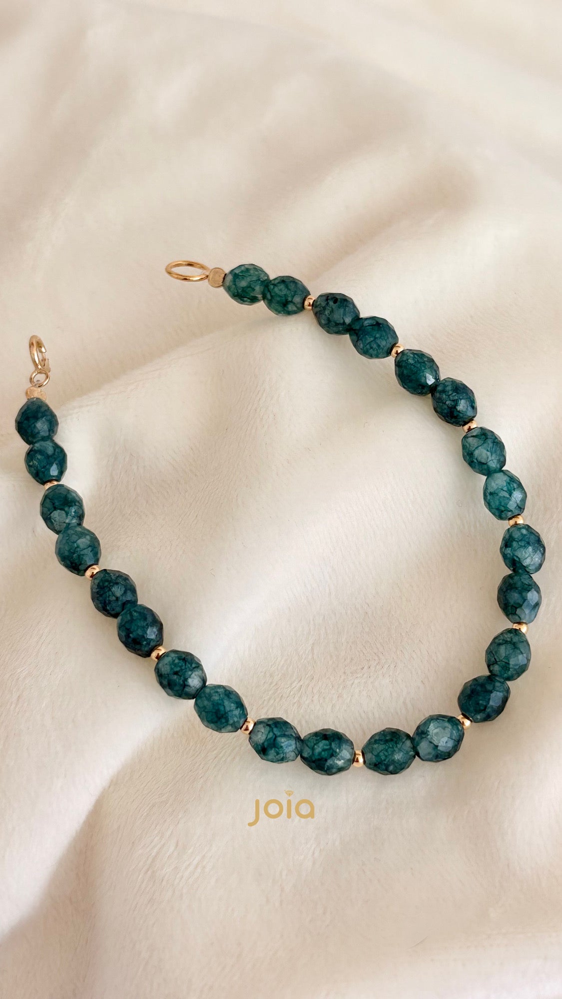 Pulsera Calcedonia Verde & Goldfilled