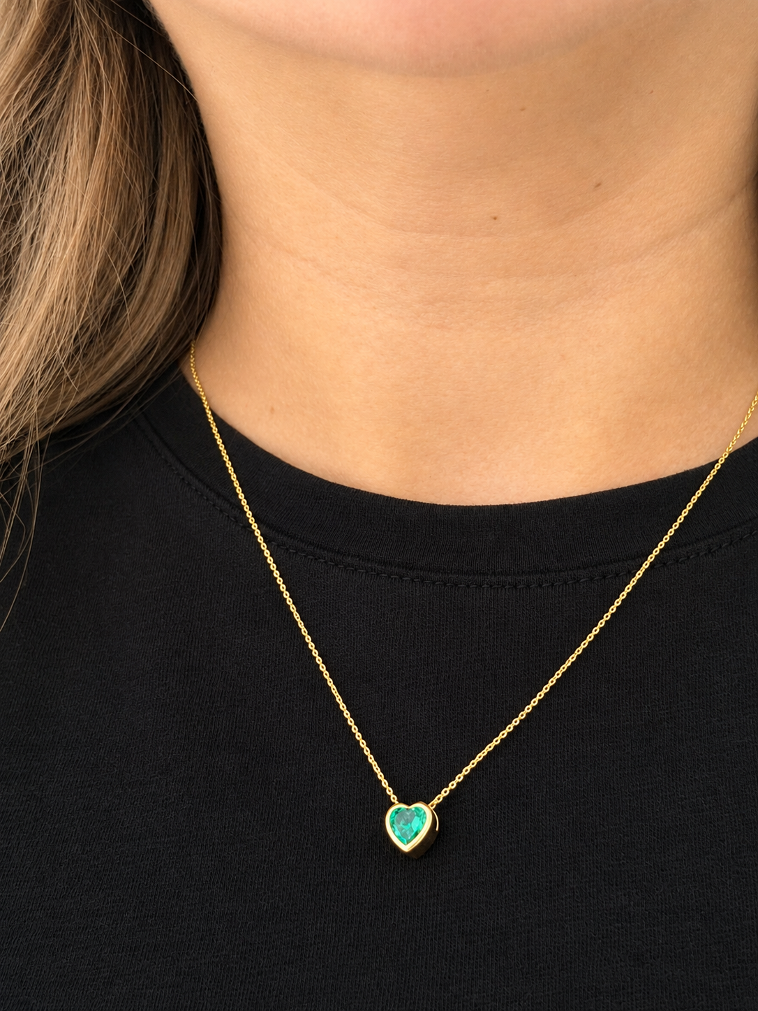 Dije Corazón Verde & Oro 18k