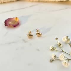 Aretes Corazón G & Oro 18k - flat lay
