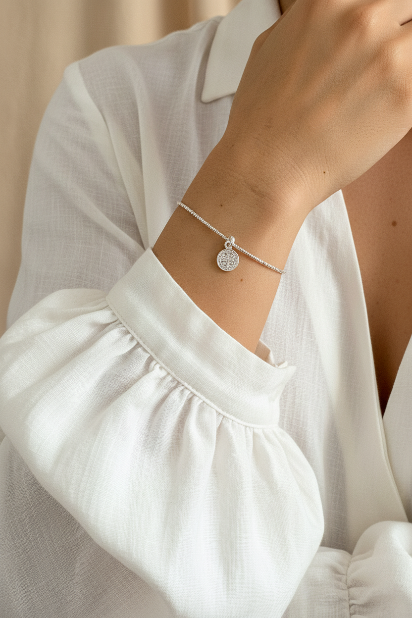 Outfit con Pulsera San Benito Plata 950