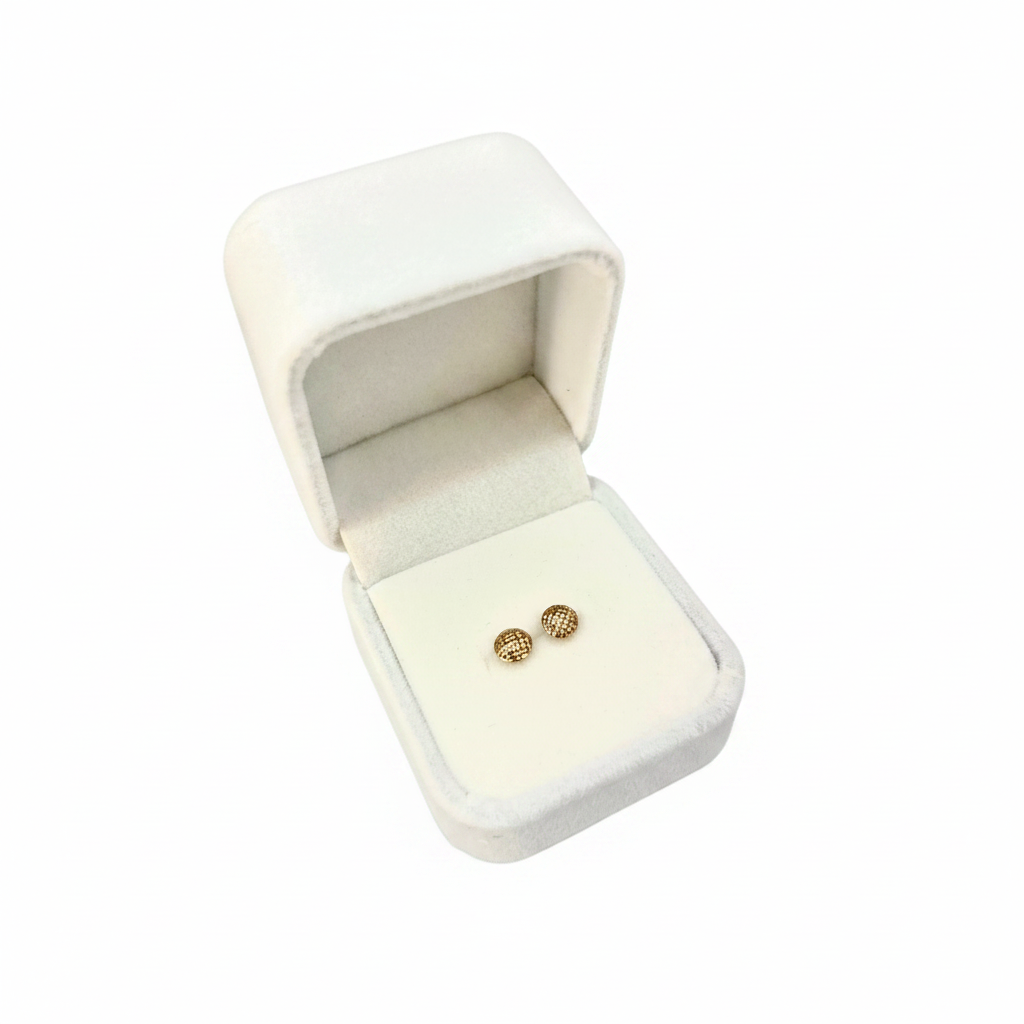 Aretes lenteja Oro 18k en estuche blanco